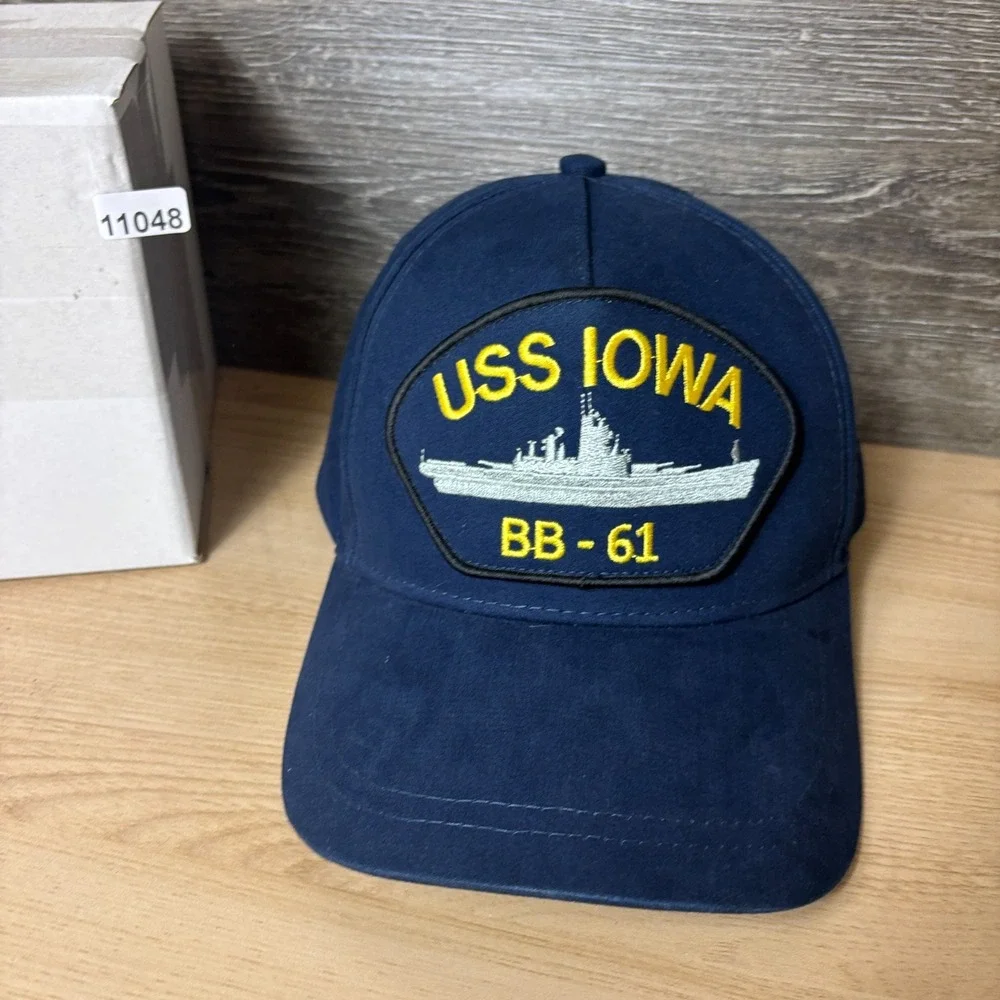 USS Iowa Hat Cap Snap Back Blue Navy BB 61 Adjustable